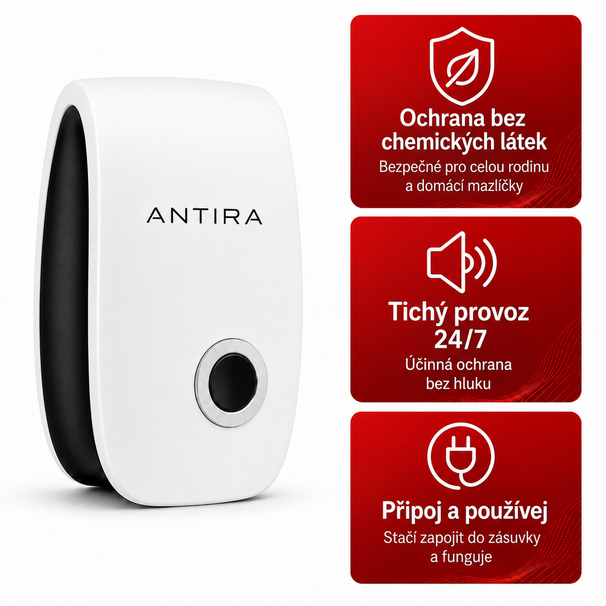 Antira HomeGuard – Ultrazvukový odpuzovač škůdců